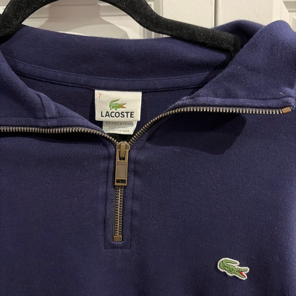 Lacoste Men's Dark Blue Zip-Up Sweater - Picture 2 of 7